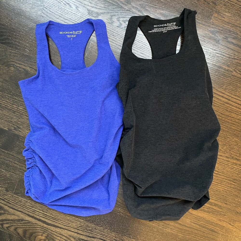 2 Beyond Yoga Beyond The Bump Spacedye Bases Covered Maternity Tanks - Sz. Small